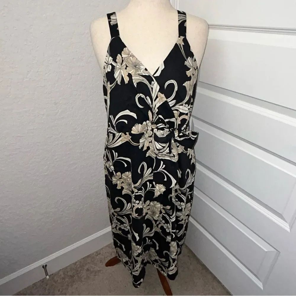 Soft Surroundings Isla Floral Print Linen Midi Dress